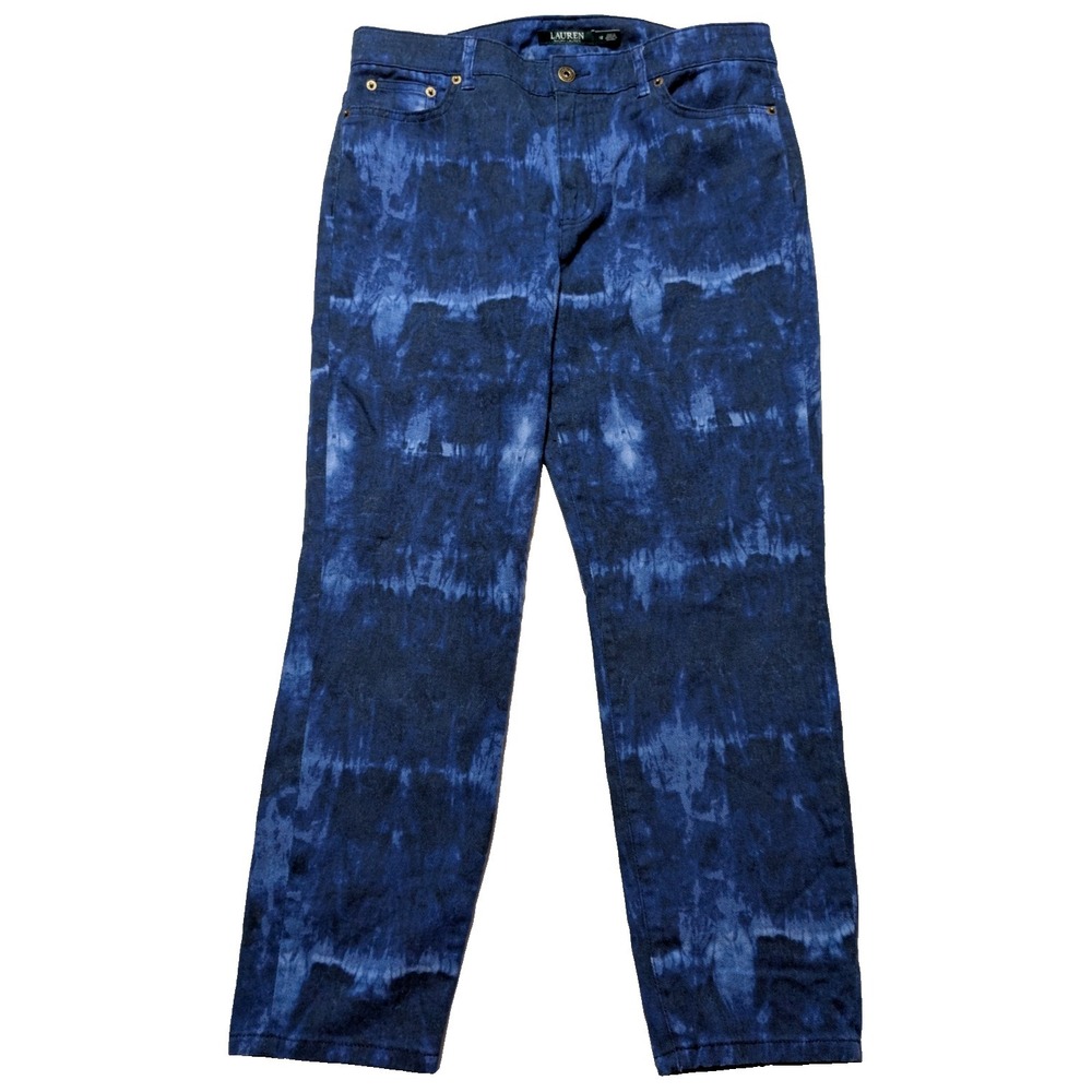 LAUREN RALPH LAUREN PREMIER SKINNY CROPPED Women 12 Blue Dye Stretch Denim Jeans